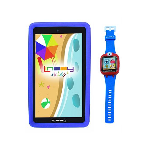 LINSAY New 7 Kids Wi-Fi Tablet 64GB Newest Android 13 Bundle with 1.5 Kids Smart Watch Selfie Camera