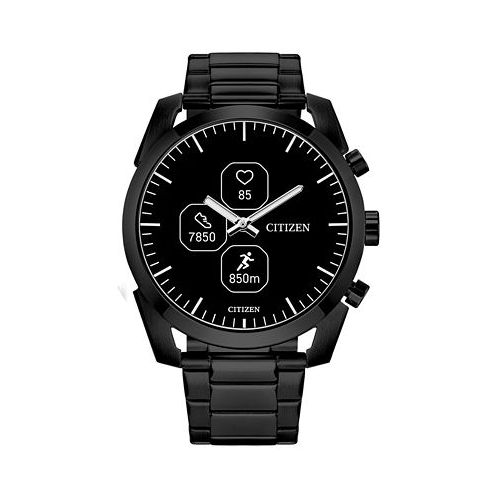 Citizen Mens CZ Smart Hybrid Sport Black-Tone Stainless Steel Bracelet Smart Watch 43mm