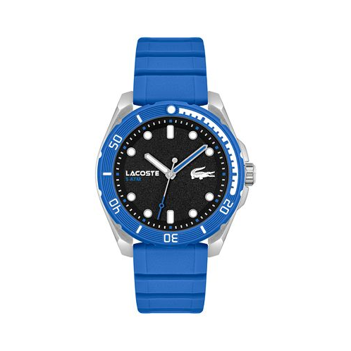 Lacoste Mens Finn Blue Silicone Strap Watch 44mm