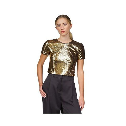 Michael Kors Womens Sequined Crewneck T-Shirt