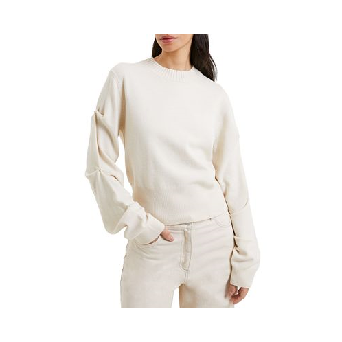 French Connection Womens Imitation Pearl-Sleeve Sweater