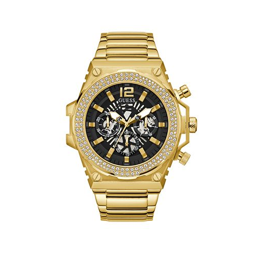 GUESS Mens Multi-Function Gold-Tone Stainless Steel Watch 48mm