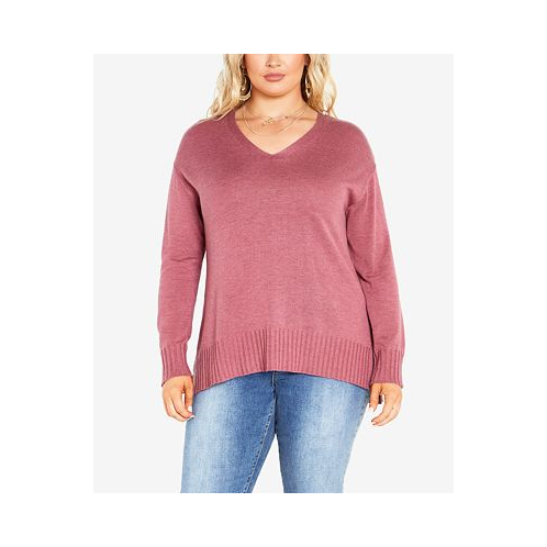 AVENUE Plus Size Clare V-neck Long Sleeve Sweater