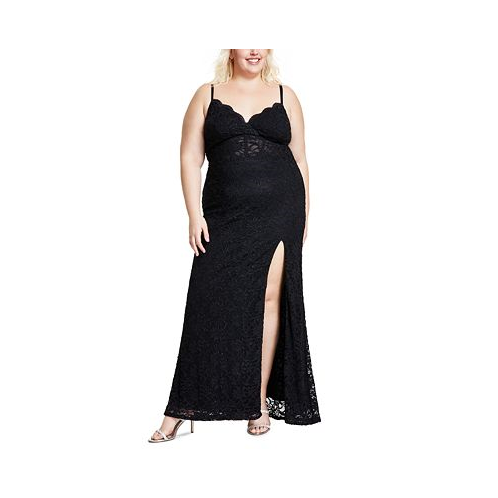 City Studios Trendy Plus Size Lace Bodycon Gown