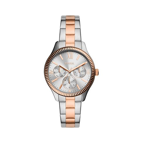 Fossil Womens Rye Multifunction Silver-Tone Alloy Watch 36mm