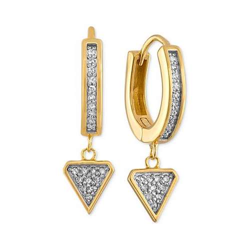 Esquire Mens Jewelry Diamond Triangle Dangle Huggie Hoop Earrings (1/3 ct. t.w.) in 14k Gold-Plated Sterling Silver