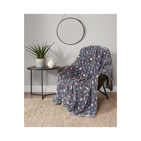 Lucky Brand Floral Tossed Blooms Plush Throw Blanket 50 x 70