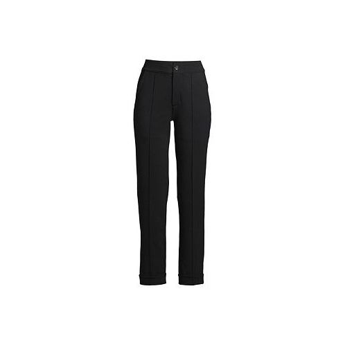 Lands End Womens Starfish High Rise Pintuck Straight Leg Elastic Waist Pull On Ankle Pants