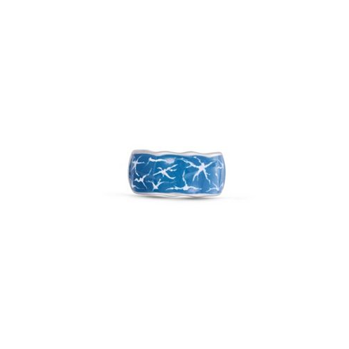 LuvMyJewelry Ocean Waves Design Sterling Silver Blue Green Enamel Band Men Ring
