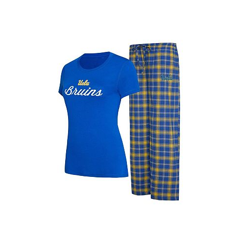 Concepts Sport Womens Royal Gold UCLA Bruins Arctic T-shirt and Flannel Pants Sleep Set
