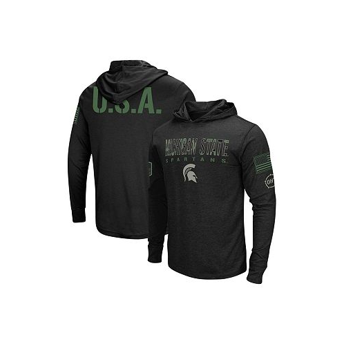 Colosseum Mens Black Michigan State Spartans Big and Tall OHT Military-Inspired Appreciation Tango Long Sleeve Hoodie T-shirt