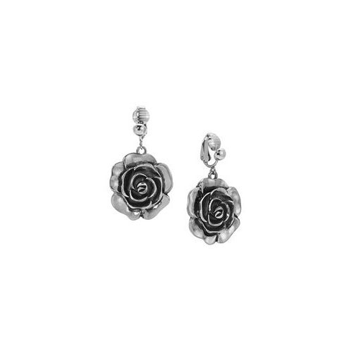 2028 Silver-Tone Flower Drop Clip Earrings