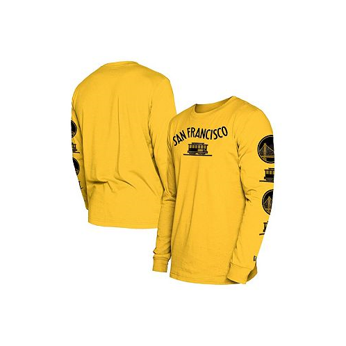 New Era Mens Yellow Golden State Warriors 2023/24 City Edition Long Sleeve T-shirt