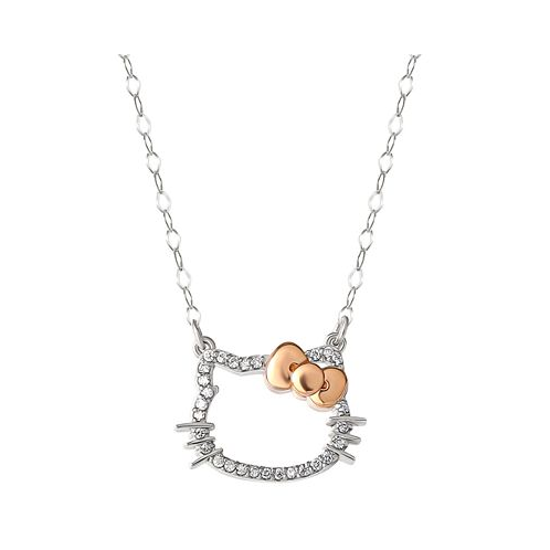 Macys Hello Kitty Diamond Silhouette Pendant Necklace (1/20 ct. t.w.) in 10k White & Rose Gold 16 + 2 extender