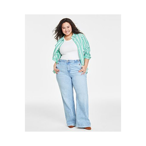 On 34th Plus Size Sailor High-Rise Wide-Leg Jeans