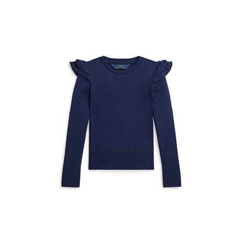 Polo Ralph Lauren Toddler and Little Girls Ruffled Cotton-Modal Long-Sleeve T-shirt