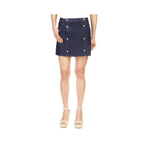 Michael Kors Womens Button-Front Denim Mini Skirt