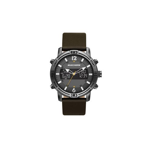 Skechers Redlands Mens 47mm Analog-Digital Watch Dark Brown