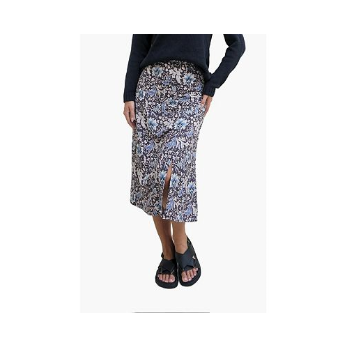 Paneros Clothing Womens Floral Printed Avery Midi Skirt in Navy
