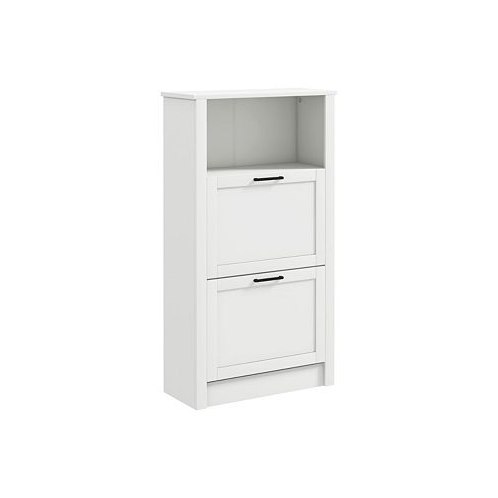 HOMCOM Shoe Storage Cabinet with Open Compartment and 2 Flip Drawers
