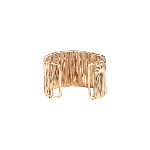 SOHI Womens Gold Ribbed Wire Cuff Bracelet