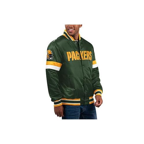 Starter Mens Green Green Bay Packers Home Game Satin Full-Snap Varsity Jacket