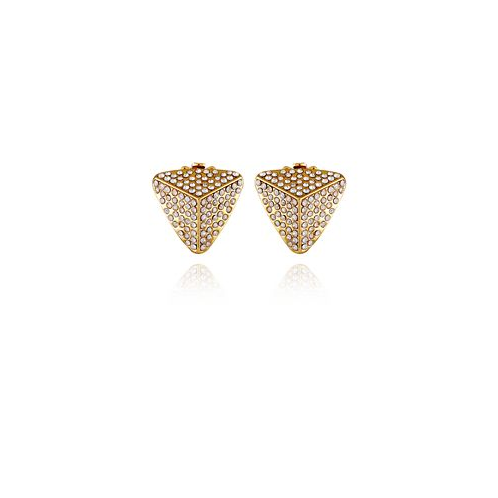 T Tahari Gold-Tone Pyramid Glass Stone Clip On Stud Earrings