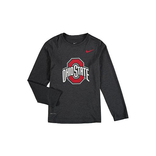 Nike Big Boys Heathered Gray Ohio State Buckeyes Legend Logo Long Sleeve Performance T-shirt
