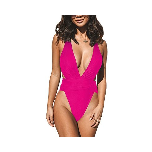 CUPSHE Womens Mindful Solids Plunge One Piece Swimsuits