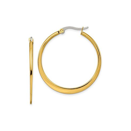 Chisel Stainless Steel Polished Yellow plated Tapered Hoop Earrings