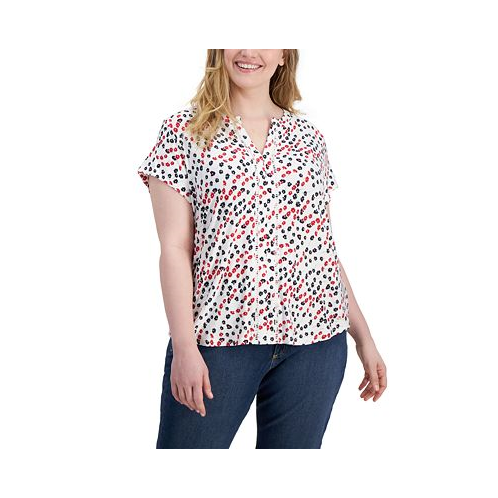 Tommy Hilfiger Plus Size Ditsy Floral Cap-Sleeve Top