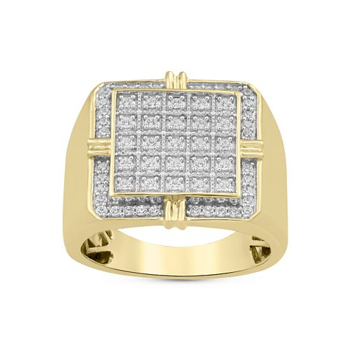 Macys Mens Diamond Square Cluster Ring (1/2 ct. t.w.) in Sterling Silver & 14k Gold-Plate