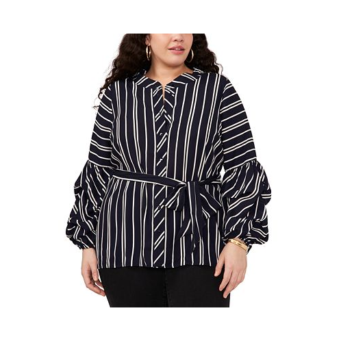 Vince Camuto Plus Size Striped Belted Blouse