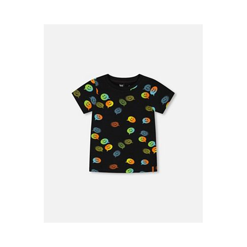 Deux par Deux Boy Organic Cotton T-Shirt With Allover Print Black - Toddler|Child