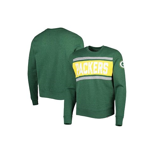 47 Brand Mens Heathered Green Distressed Green Bay Packers Bypass Tribeca Pullover Sweatshirt