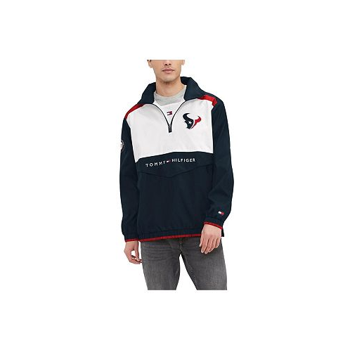 Tommy Hilfiger Mens Navy White Houston Texans Carter Half-Zip Hooded Top