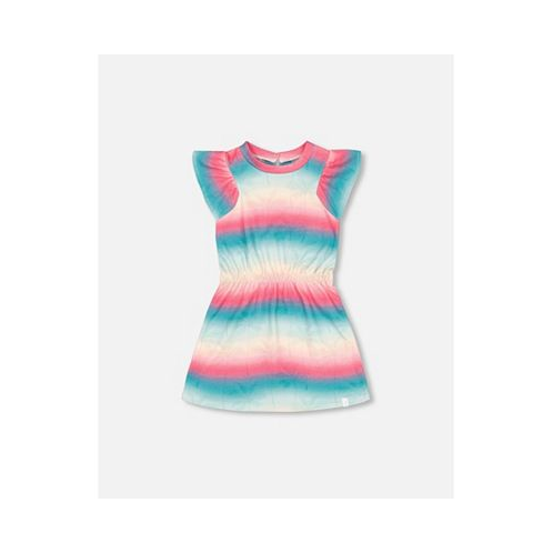 Deux par Deux Girl French Terry Dress Printed Tie Dye Waves - Toddler Child