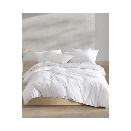 Calvin Klein Washed Percale Cotton Solid 3 Piece Comforter Set Queen