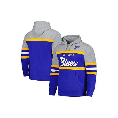 Mitchell & Ness Mens Blue Gray St. Louis Blues Head Coach Pullover Hoodie