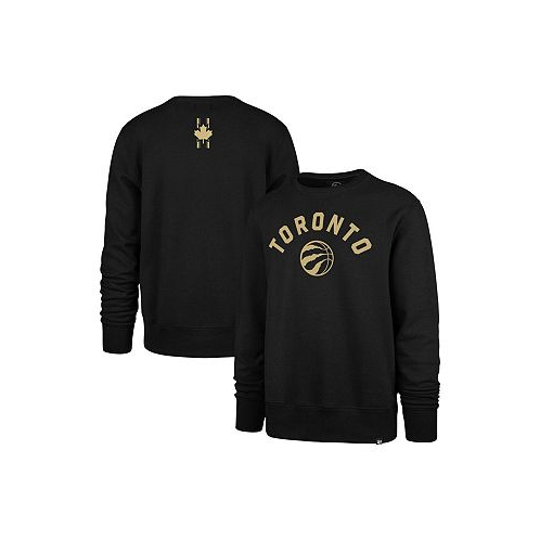 47 Brand Mens Black Toronto Raptors 2023/24 City Edition Postgame Headline Crew Pullover Sweatshirt