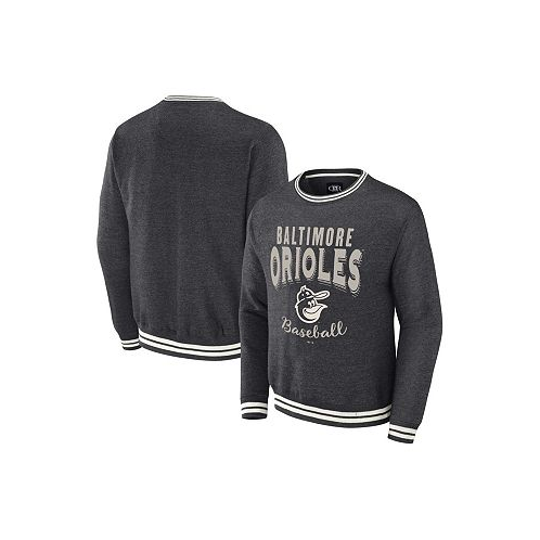 Fanatics Mens Darius Rucker Collection by Heather Charcoal Distressed Baltimore Orioles Vintage-Like Pullover Sweatshirt