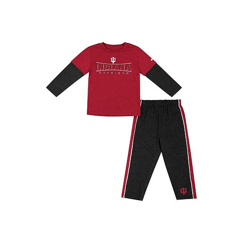 Colosseum Toddler Boys Crimson Black Indiana Hoosiers Long Sleeve T-shirt and Pants Set
