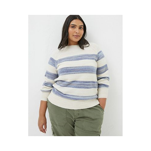 Fat Face Womens Plus Size Denim Ombre Stripe Sweater