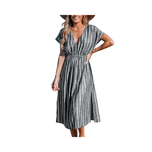 CUPSHE Womens Striped Midi Cover-Up Dress
