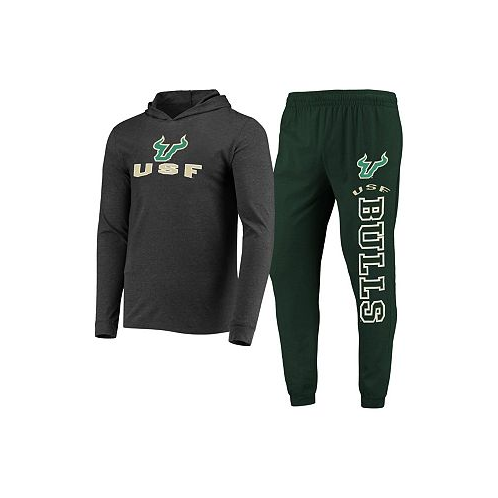 Concepts Sport Mens Green Heather Charcoal South Florida Bulls Meter Long Sleeve Hoodie T-shirt and Jogger Pajama Set