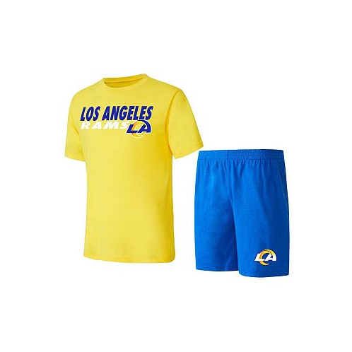 Concepts Sport Mens Royal Gold Los Angeles Rams Meter T-shirt and Shorts Sleep Set