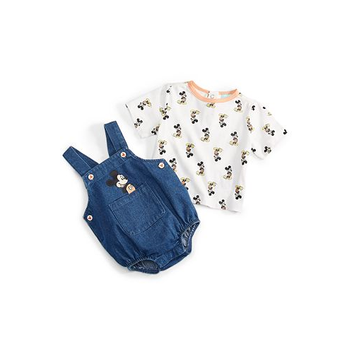 Disney Baby Boys Mickey Mouse T-Shirt & Woven Denim Shortall 2 Piece Set