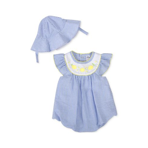 Baby Essentials Baby Girls Striped Bubble Romper and Hat 2 Piece Set