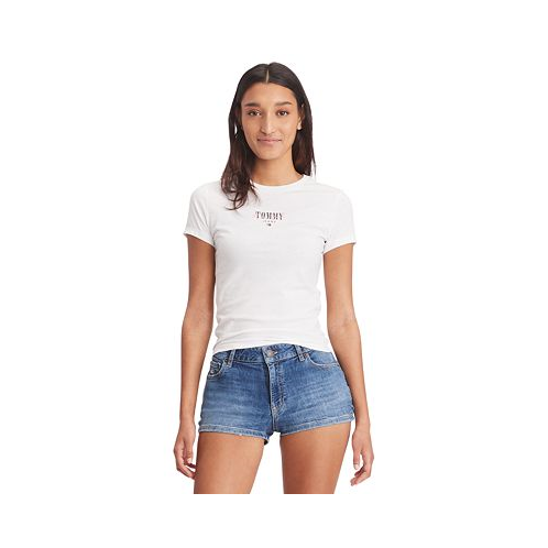 Tommy Jeans Womens Slim-Fit Essential Logo Graphic T-Shirt