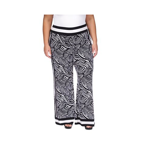 Michael Kors Plus Size Zebra-Print Striped-Border Pants